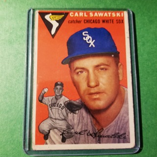 1954 - TOPPS LOW GRADE FILLER BASEBALL - CARD NO. 198 - CARL SAWATSKI - WHITE SOX - BV= $15