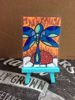 Blue Dragonfly original drawing aceo Limited Time sale