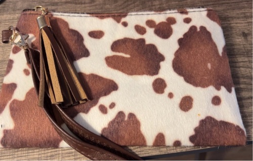 Cowprint wristlet bag