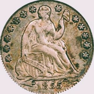 1855 O 1/2 Dime, Genuine, Guaranteed Refund,Rare, With Arrows. Seated Liberty, Insured,