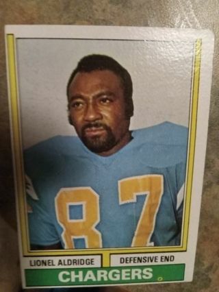 1974 TOPPS LIONEL ALDRIDGE SAN DIEGO CHARGERS FOOTBALL CARD# 281