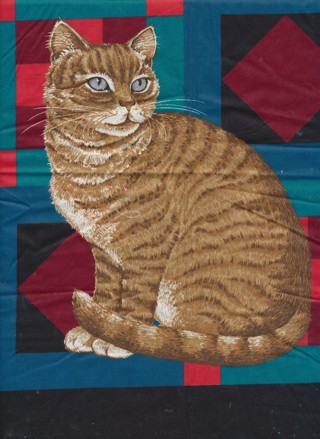 Gold Tiger Cat Pillow Top, 18" Square Design, 100% \Cotton - PIL-025a