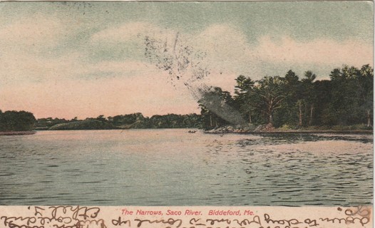 Vintage Used Postcard: (z) 1906 The Narrow, Saco River, Biddeford, Maine