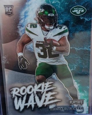 2021 PLAYOFF MICHAEL CARTER ROOKIE RC ROOKIE WAVE # RW-MCA NEW YORK JETS