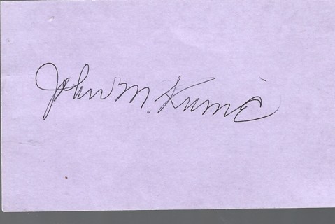  JOHN MIKE KUME INDEX CARD SIGNED 1955 KANSAS CITY A'S 1926-2012
