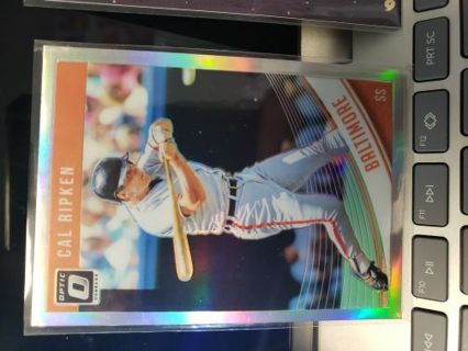 2018 Panini donruss Optics Cal Ripken Jr Silver Refractor Baseball card.