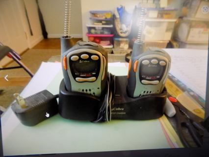 Set of 2 Cobra Two way radios and charger and adapter cord