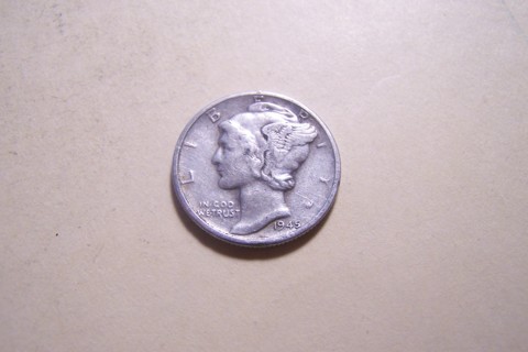 Silver 1945-D Winged Liberty Head Mercury Dime