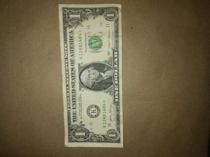 $1.00 rare serial star note in great shape uncommon bill very collectable