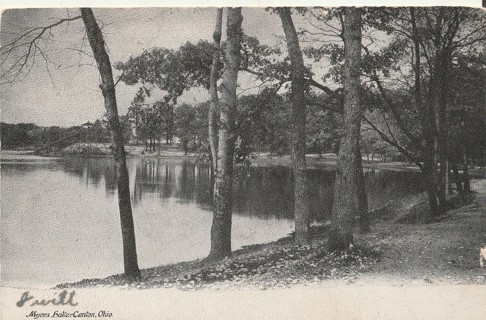 Vintage Unused Postcard: b&w: Myers Lake, Canton, OH