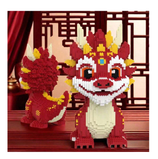 3000pcs Chinese Style Kirin & Dragon Building Blocks Set With Small Particles 3d Puzzle Diy Toy