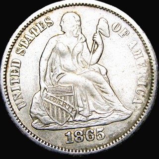 1865 P Half Dime, Seated Liberty, Sharp Coin, Refundable, Insured, Ships FREE