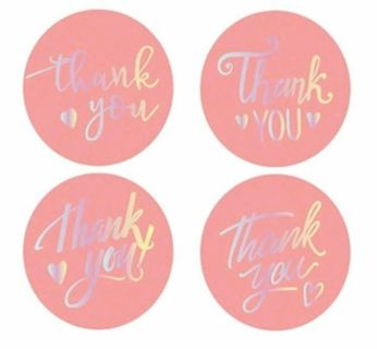 ➡️⭕(4) 1" HOLOGRAPHIC THANK YOU STICKERS!!⭕