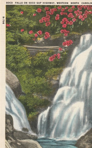 Vintage Unused Postcard: L: Falls on Soco Gap Highway, NC