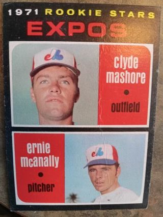 1971 ROOKIE STARS CLYDE MASHORE/ERNIE MCANALLY MONTREAL EXPOS BASEBALL CARD# 376