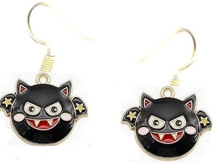 GP ENAMEL EVIL BLACK CAT EARRINGS (PLEASE READ DESCRIPTION