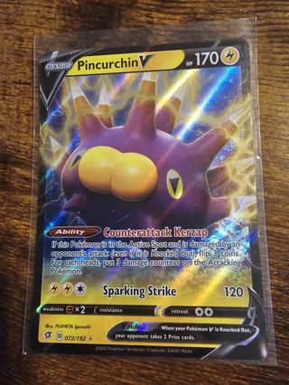 Pokemon Pincurchin V 072/192 holo rare card