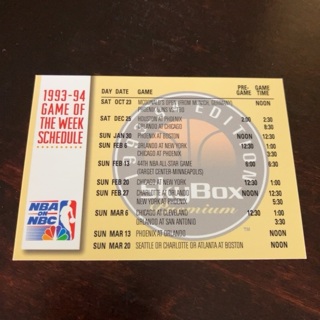 1993-94 Skybox Premium - [Base] #23 1993-94 Game of the Week Schedule