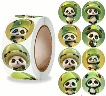 ↗️NEW⭕(8) 1" ADORABLE PANDA BEAR STICKERS!!⭕