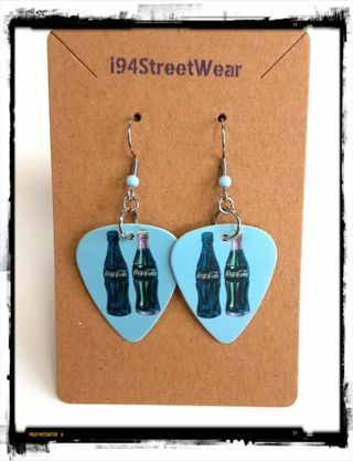 Coca~Cola Guitar Pick Earrings B-1