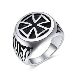 NEW RING Men's Fashion Ring Steel Titanium Cross Ring Mens Gift Biker Shield Jewelry FREE SHIPPING