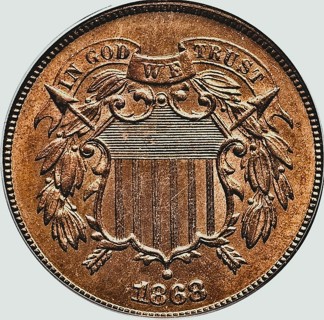 1868  P 2 cent, Slightest Circulation, Refundable, Insured, Shlps FREE 