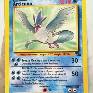 Vintage Pokemon Card Fossil Series Articuno 17/62 Rare Fossil Unlimited Singles Pokemon Cards TCG