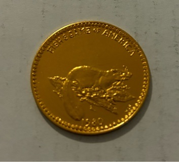 1980 Gold Plated Fish & Game of America Beaver Buzzard Bird Animal Coin Uncirculated 