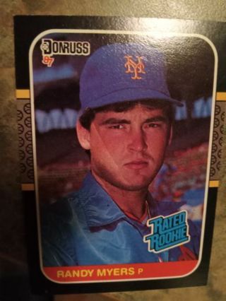 1987 DONRUSS RATED ROOKIE RANDY MYERS NEW YORK METS BASEBALL CARD# 29