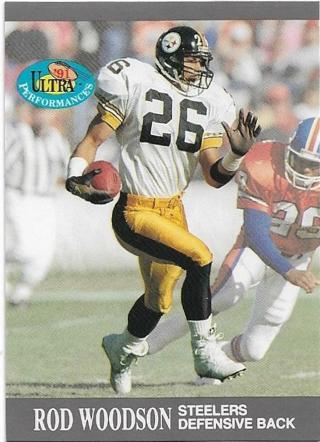 1991 FLEER ULTRA ROD WOODSON ULTRA PERFORMERS INSERT CARD