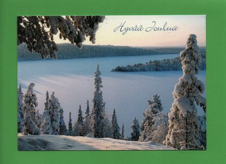 used Postcard from Finland: Lapland snowy scenery at a lake 
