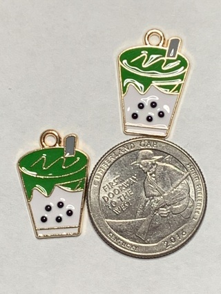 GREEN CHARMS~#7~SET OF 2 CHARMS~FREE SHIPPING!