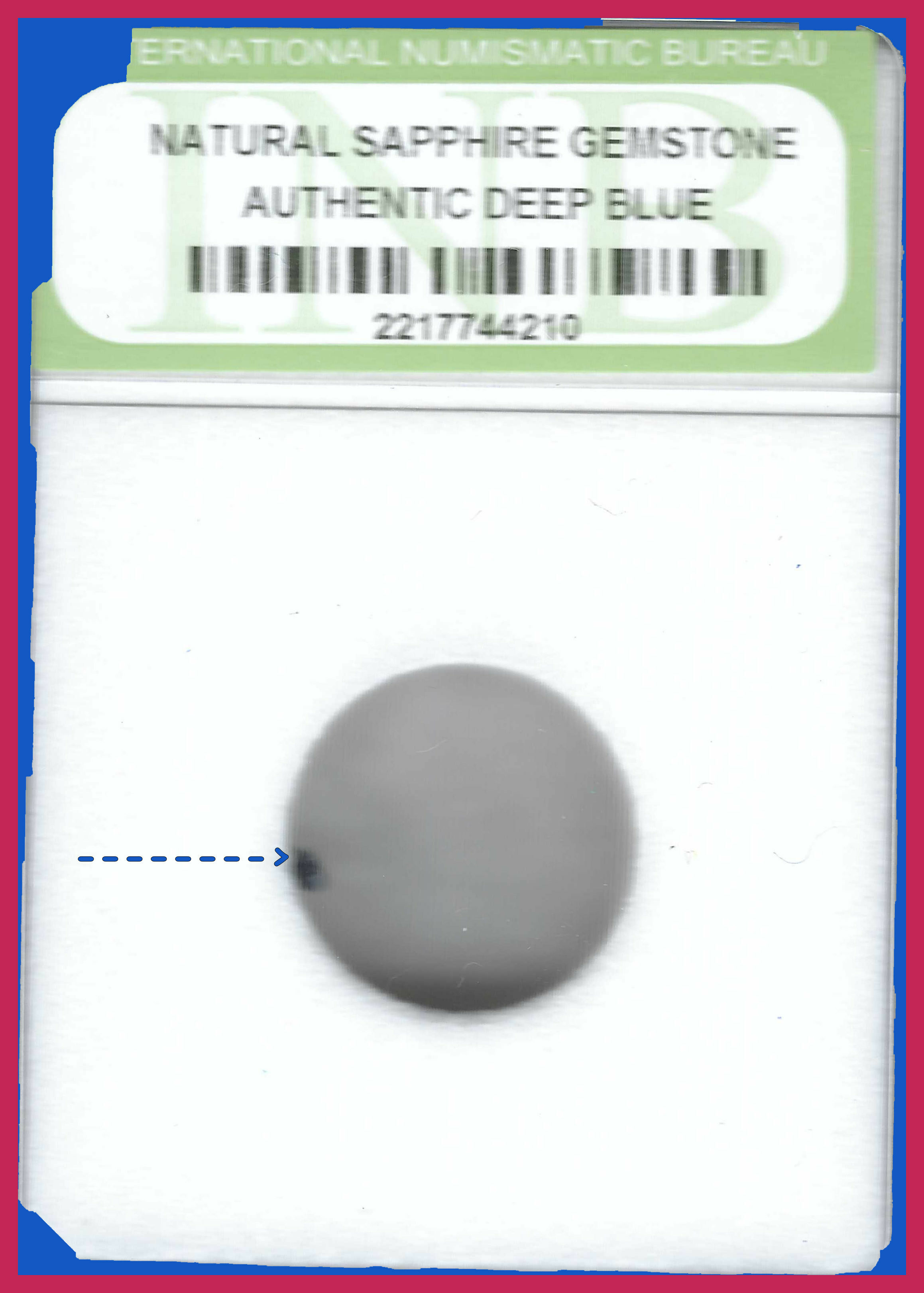 Free: Natural Sapphire Gemstone, Authentic Deep Blue in Slab INB