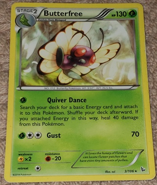 ⚡ Pokemon Card Buttrfree 3/106 Rare ⚡130 HP XY Flashfire