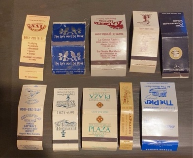 10 DIFFERENT VINTAGE MATCHBOOK COVERS 