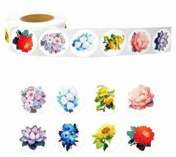 ➡️⭕(8) 1" BEAUTIFUL FLOWER STICKERS!! (SET 2 of 3)