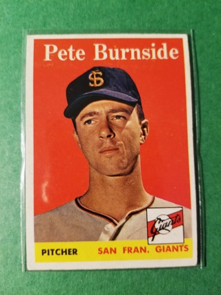 1958 - TOPPS EXMT - NRMT BASEBALL - CARD NO - 211 - PETE BURNSIDE - GIANTS