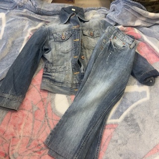 NWOTS girls faded out jean set 