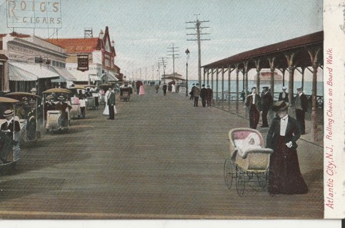 Vintage Unused Postcard: e: Boardwalk, Atlantic City, NJ