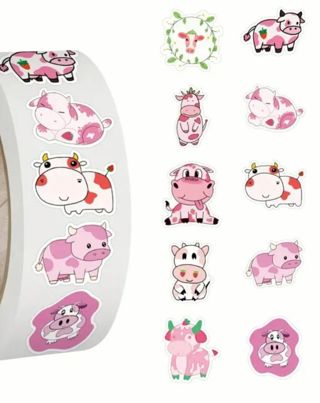 ➡️⭕(10) 1" CUTE PINK COW STICKERS!!⭕