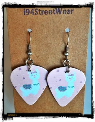 Llama Guitar Pick Earrings B-4