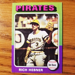 1975  - TOPPS MINI BASEBALL CARD NO. 492 - RICH HEBNER - PIRATES