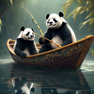 Listia Digital Collectible: Pandas Fishing