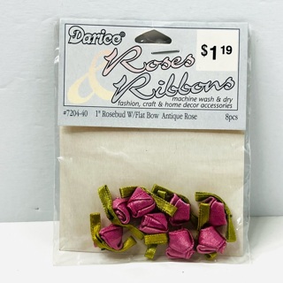 NIP Antique Rose  Ribbon Roses Rosebud Pink 