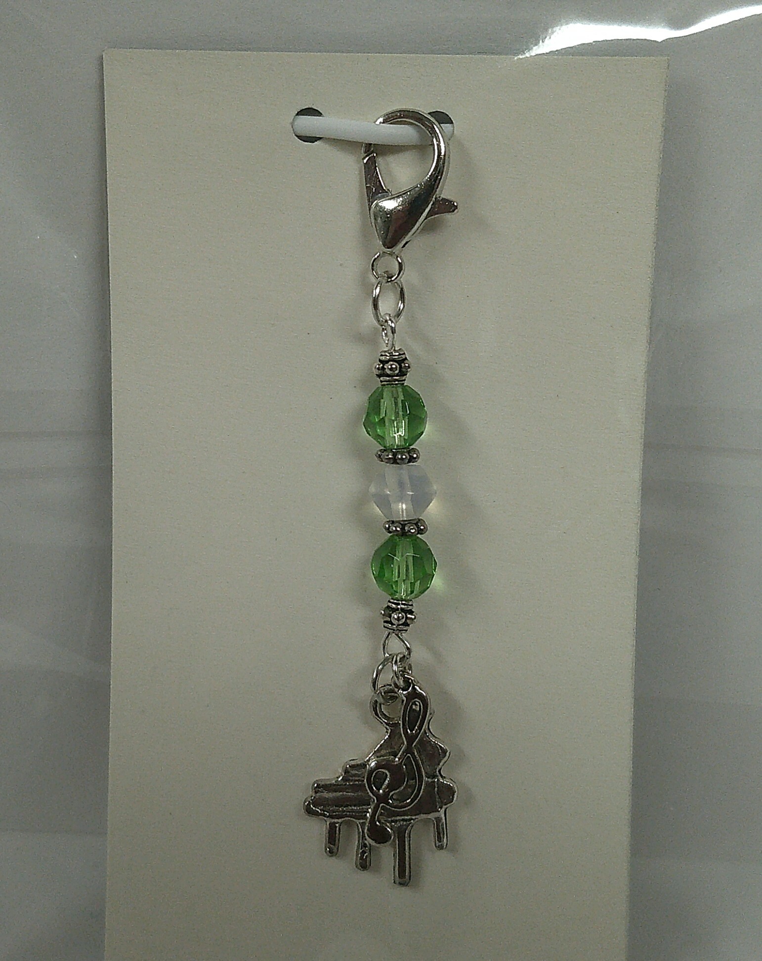 FREE: PIANO Music Beaded Charm Clip Zipper Pull NEW Handmade