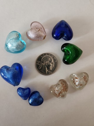 RELIST: Multi-Colored Cracked-Glass Heart Beads