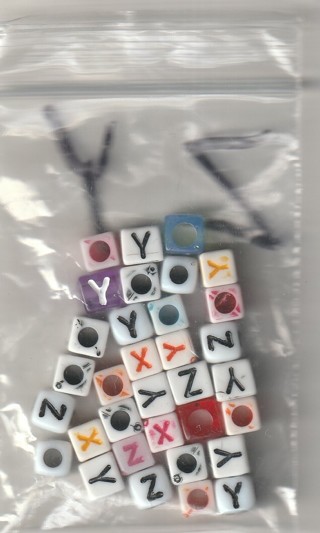 Bag of Craft Beads: (33):  Y,Z Squares