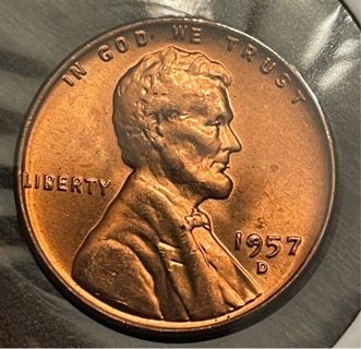 1957 D Lincoln Wheat Back One Cent RED BLAZER 