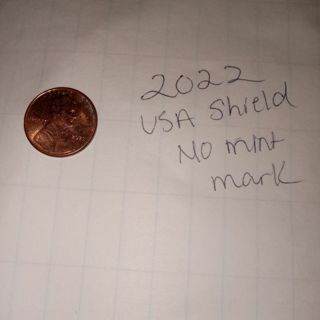 2022 USA Shield Penny error no mint mark