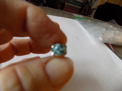 Light blue crystal rhinestone pave Euro Bead